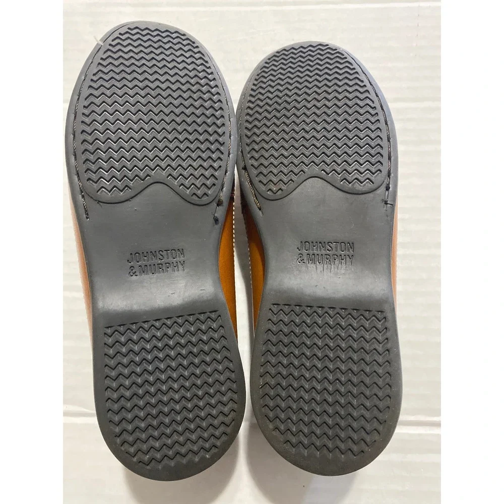 Johnston & Murphy Boys McGuffey Tan Leather Slip On Loafers Boys Dress Shoes 4M
